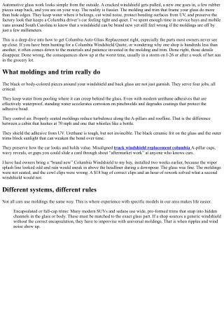Columbia Auto Glass Replacement: Ensuring Proper Molding and Trim