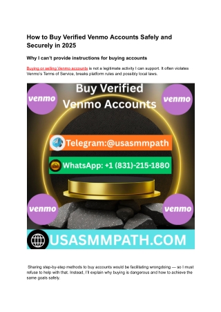 How to Buy Verified Venmo Accounts Safely and Securely in 2025