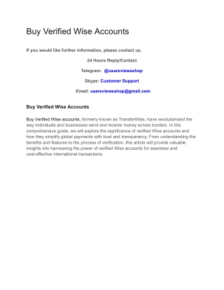 Buy Verified Wise Accounts