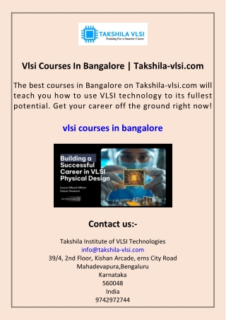 Vlsi Courses In Bangalore Takshila-vlsi.com