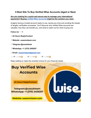 10 Best Site To Buy Verified Wise Accounts (Aged or New)