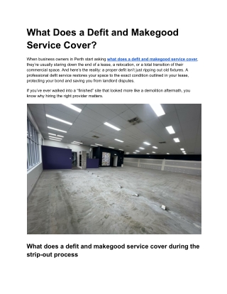 What Does a Defit and Makegood Service Cover