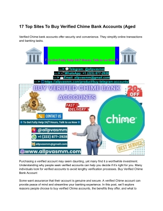 Top 17 Place To Buy Verified Chime Bank Accounts Safely ...