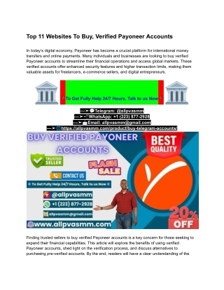 Best Sites for Verified Payoneer Accounts - 2025 Edition