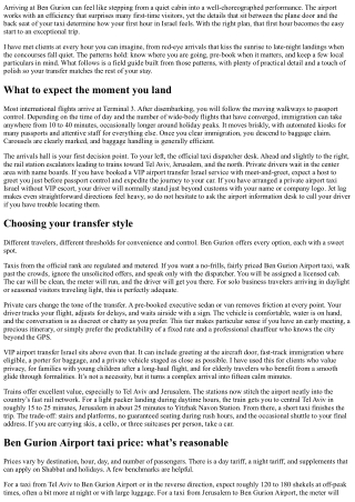 Airport Transfer from Ben Gurion Airport: Tips for First Timers