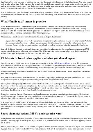 Family Taxi Ben Gurion Airport: Child Seats and Space Options