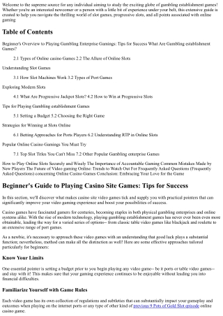 Newbie's Guide to Playing Gambling Establishment Games: Tips for Success