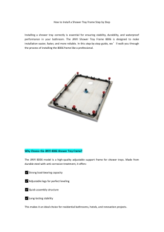 How to Install a Shower Tray Frame Step by Step