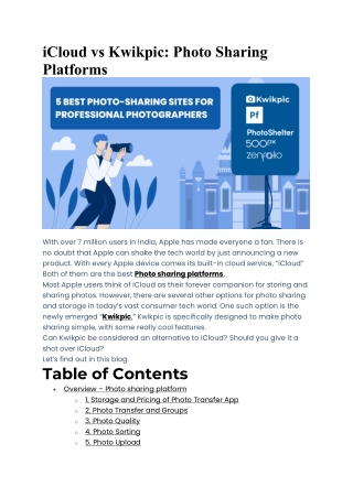 iCloud vs Kwikpic Photo Sharing Platform