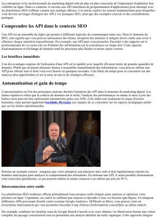 Pourquoi utiliser une API pour interagir avec votre plateforme SEO ?