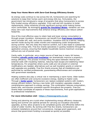 Keep Your Home Warm with Zero-Cost Energy Efficiency Grants