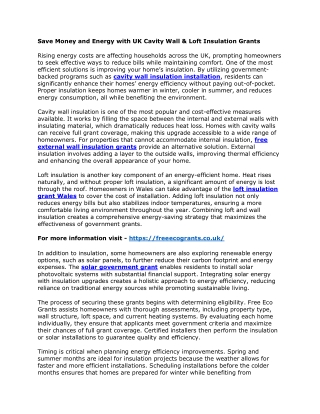 Save Money and Energy with UK Cavity Wall & Loft Insulation Grants