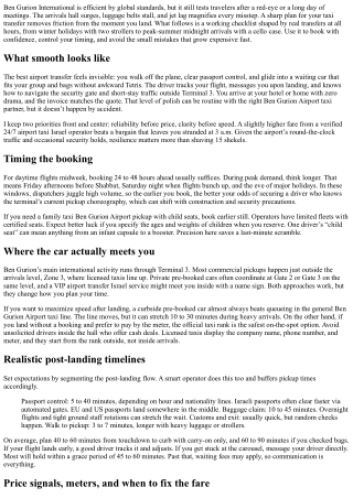 Ultimate Checklist for Ben Gurion Airport Taxi Transfers