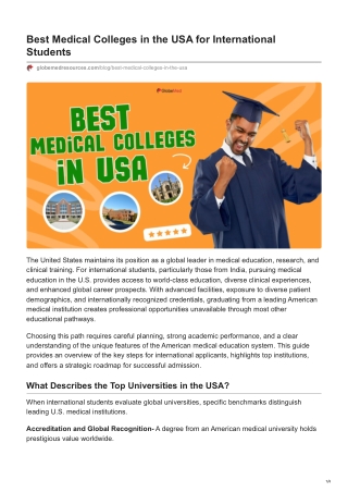 globemedresources.com-Best Medical Colleges in the USA for International Students