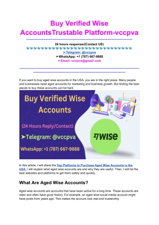 Buy Verified Wise AccountsTrustable Platform-vccpva