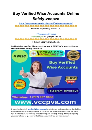 Buy Verified Wise Accounts Online Safely-vccpva