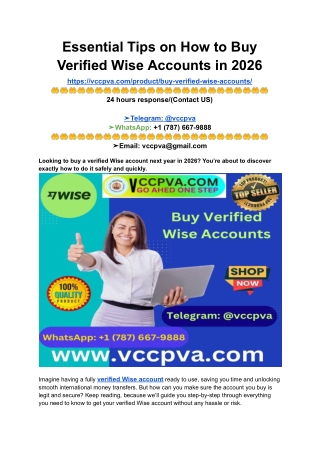 Essential Tips on How to Buy Verified Wise Accounts in 2026