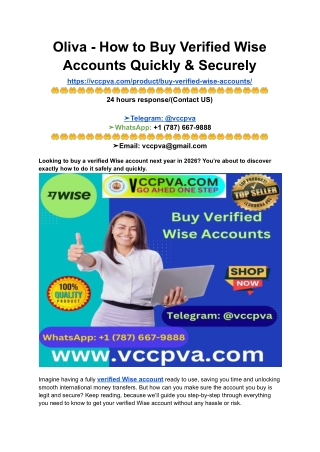 Oliva - How to Buy Verified Wise Accounts Quickly & Securely