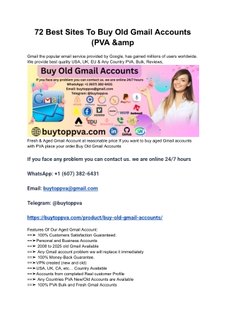 72 Best Sites To Buy Old Gmail Accounts (PVA &amp