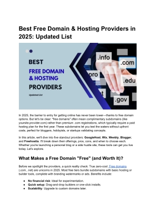 Best Free Domain & Hosting Providers in 2025: Updated List