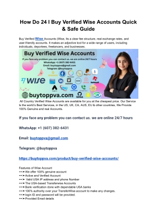 How Do 24 I Buy Verified Wise Accounts Quick & Safe Guide