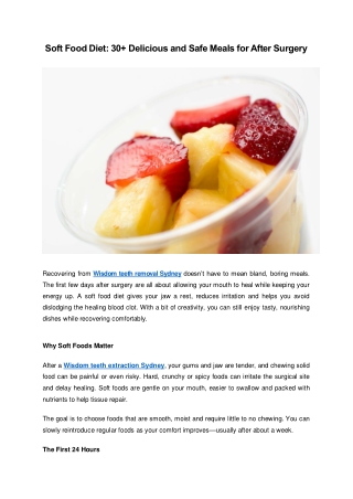 Soft Food Diet: 30  Delicious and Safe Meals for After Surgery