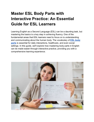 Master ESL Body Parts with Interactive Practice_ An Essential Guide for ESL Learners