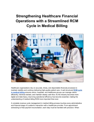 Strengthening Healthcare Financial Operations with a Streamlined RCM Cycle in Medical Billing