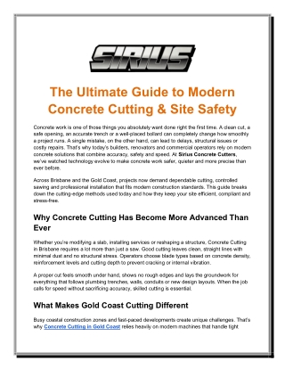 The Ultimate Guide to Modern Concrete Cutting & Site Safety