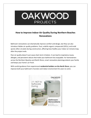 How to Improve Indoor Air Quality During Northern Beaches Renovations