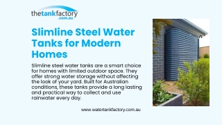Slimline Steel Water Tanks for Modern Homes