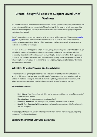 Create Thoughtful Boxes to Support Loved Ones' Wellness