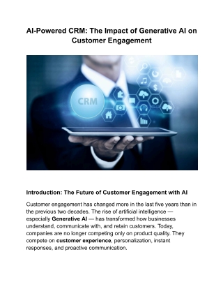 20 AI Powered CRM The Impact of Generative AI on Customer Engagement