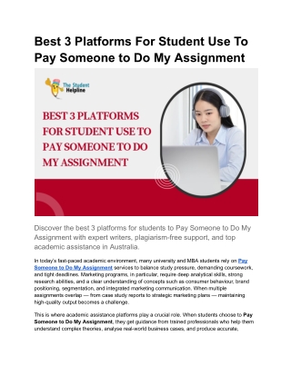 Best 3 Platforms For Student Use To Pay Someone to Do My Assignment