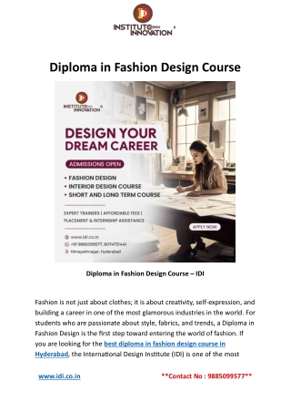 Diploma in Fashion Design Course