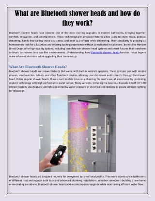 What are Bluetooth shower heads and how do they work?