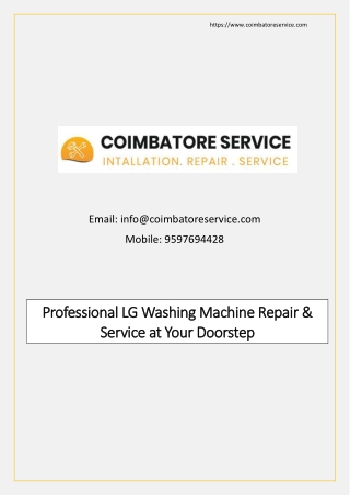 LG Washing Machine Service Center Coimbatore - Repair
