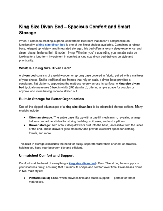 King Size Divan Bed – Spacious Comfort and Smart Storage