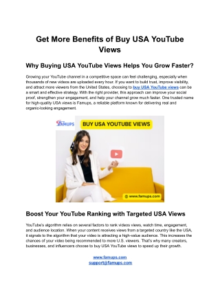 Get More Benefits of Buy USA YouTube Views