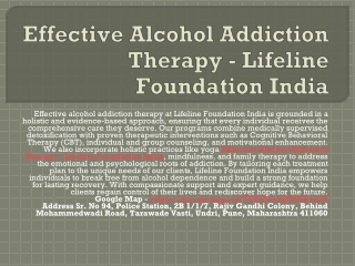 Personalized Alcohol Rehab Plans - Lifeline Foundation Mumbai