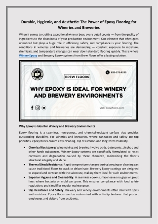 Epoxy Flooring for Wineries and Breweries