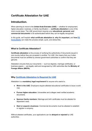 Certificate Attestation for UAE