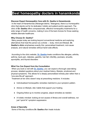 Best homeopathy docters in hanamkonda