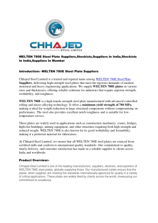 WELTEN 780E Steel Plate Suppliers