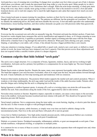 When to See a Foot and Ankle Treatment Doctor for Persistent Arch Pain