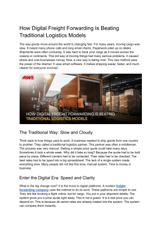 How Digital Freight Forwarding Is Beating Traditional Logistics Models