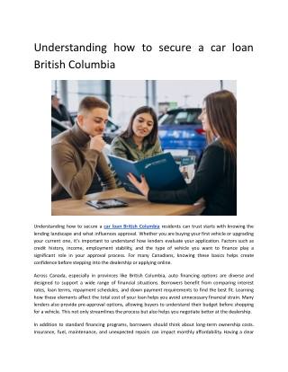 Understanding how to secure a car loan British Columbia