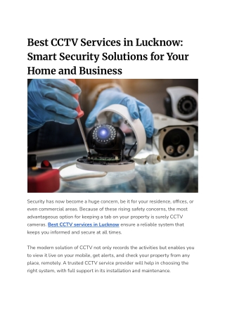 Best CCTV Services in Lucknow_ Smart Security Solutions for Your Home and Business