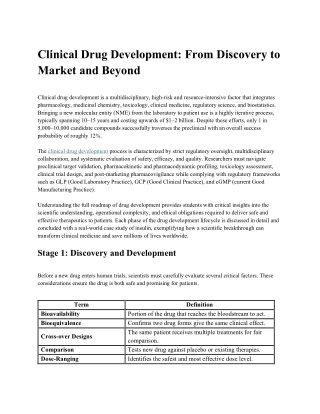 Understanding Clinical Drug Development for Modern Healthcare