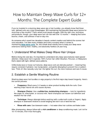How to Maintain Deep Wave Curls for 12  Months: The Complete Expert Guide